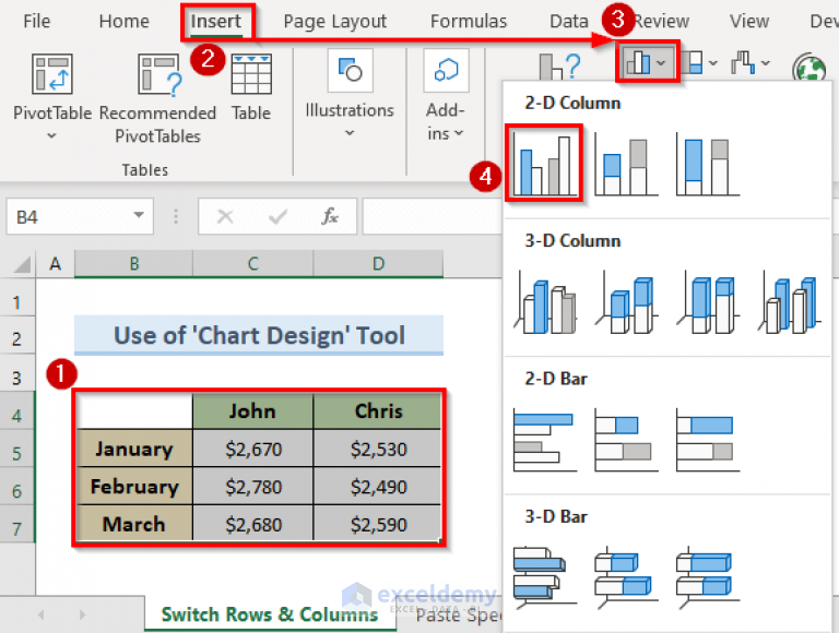 Switch Rows And Columns In Excel Chart