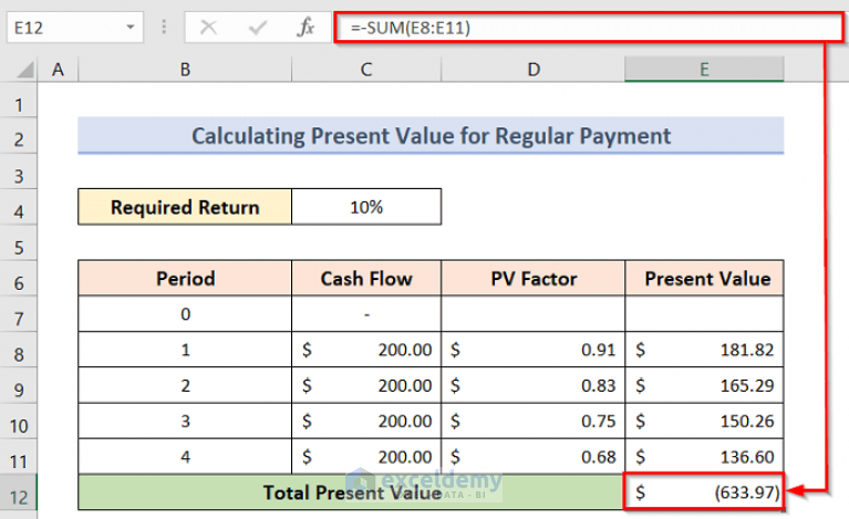 How To Calculate Present Value In Excel With Different Payments