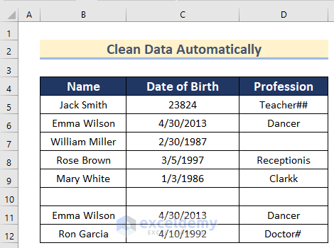 Ways for Automated Data Cleaning in Excel