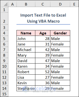 Import text file to Excel using VBA macro