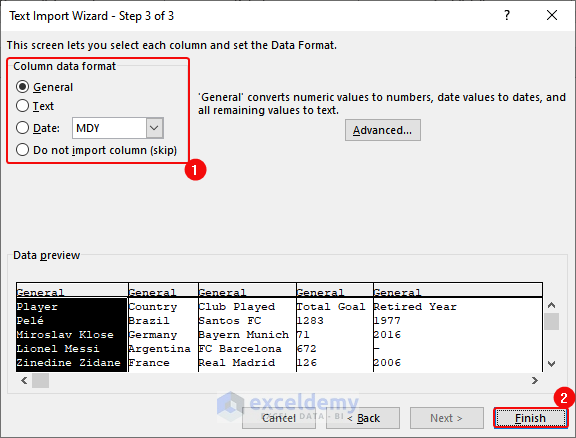  Formatting the Data Type in the Wizard