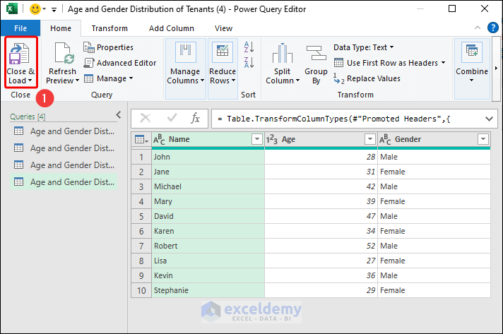working on Power Query Editor in Excel