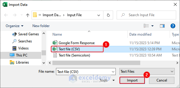 Select the File and Click on Import