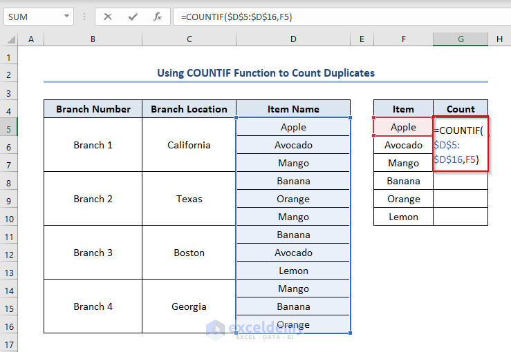 How to Count Duplicates in Excel