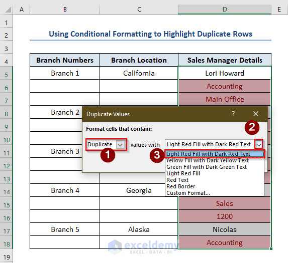 Utilizing Conditional Formatting to Find and Highlight Duplicate Rows
