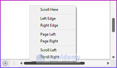 Horizontal Scrollbar of Excel Spreadsheets