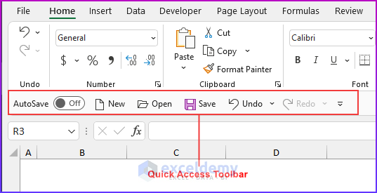 Quick Access Toolbar of Excel Spreadsheets