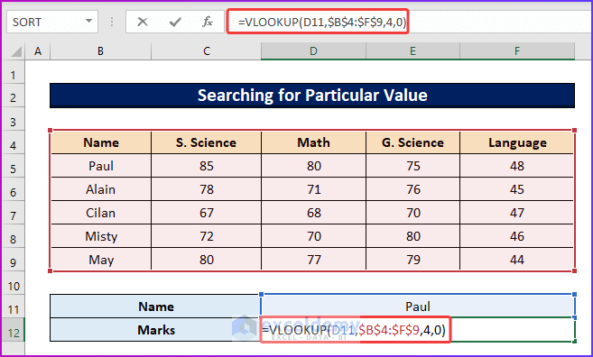 Serching for Particular Value as An Ideal Example of VLOOKUP Function in Excel