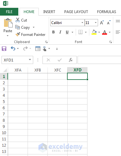 Column XFD in a Worksheet
