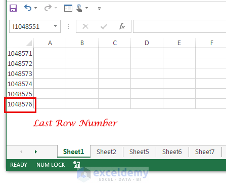 Excel 2013 Last row number 10,48,576