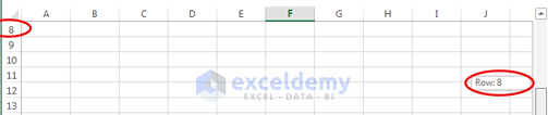 Excel 2013 Vertical Scrollbar. If you drag on this bar, you will see a number that is the first row of your worksheet.