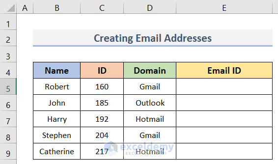 Utilize Flash Fill to Create Email Addresses