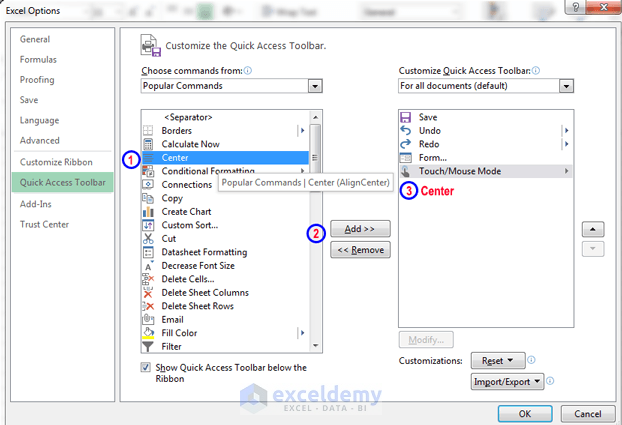 How to customize the Quick Access Toolbar