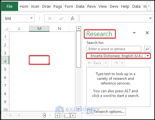 How to Open Research Task Pane in Excel