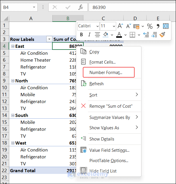 12-changing number format in pivot table