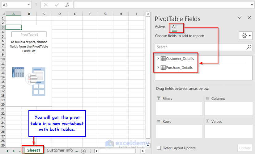 Get both Tables Data in Pivot Table
