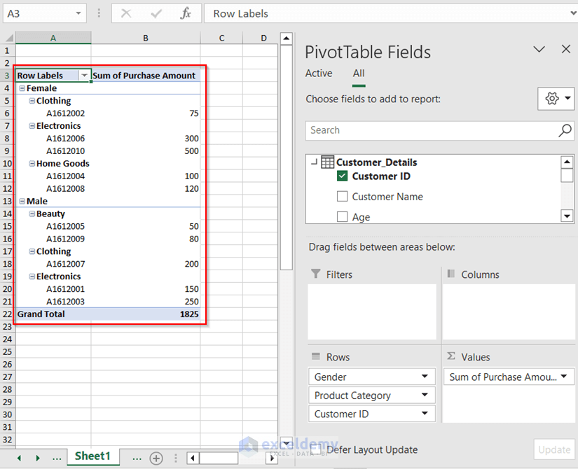 How to Create Pivot Table for Different Worksheets in Excel