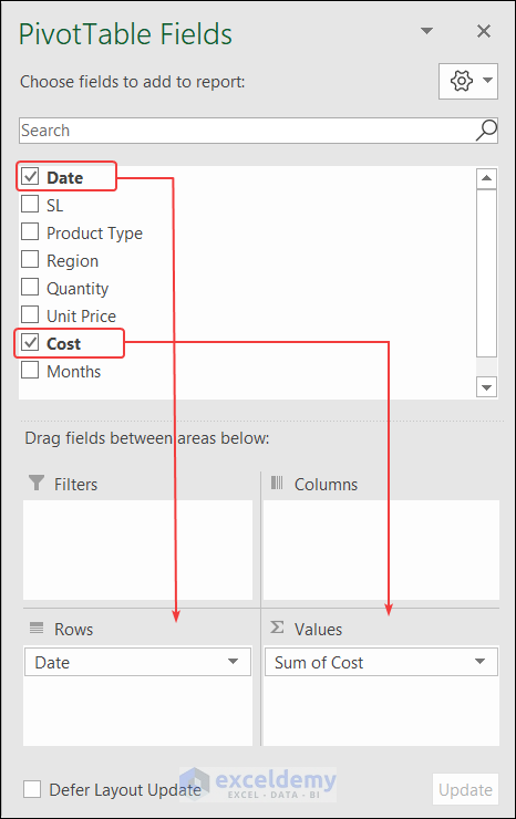 26-selecting fields for pivot table with dates