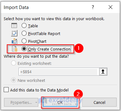 Imported data to create Connection