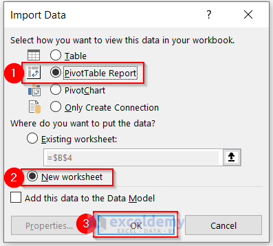 Imported data to Create Pivot Table in Different Worksheet