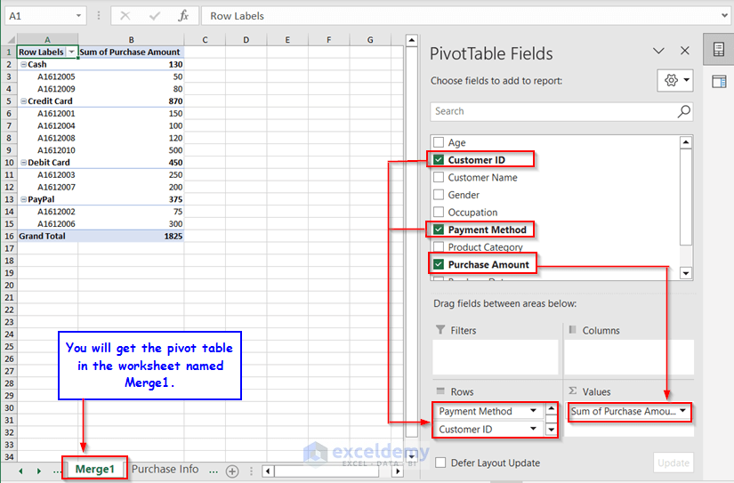 Creating Pivot Table Using Power Query in Excel for Different Worksheets