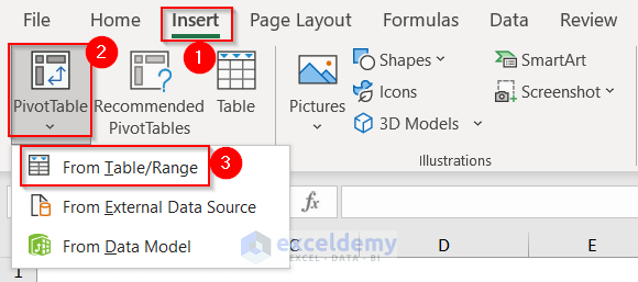 Inserting Pivot Table from table or range