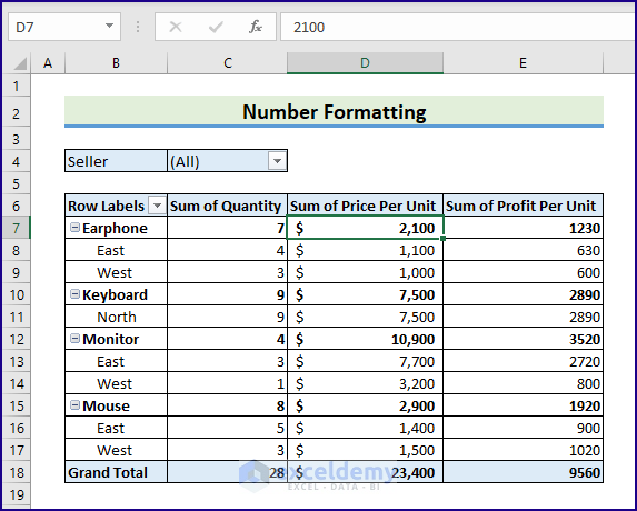 Accounting formatting to number