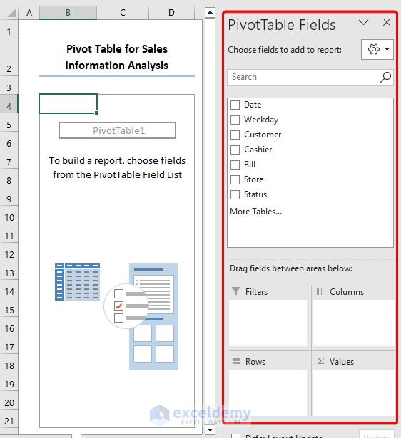 Show different fields of the Pivot table