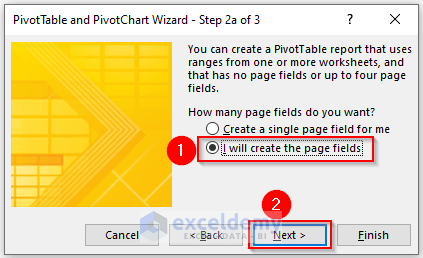Working with PivotTable and PivotChart Wizard