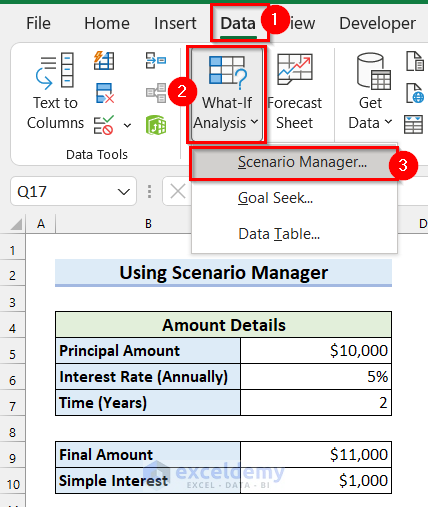 Using Scenario Manager Feature in What-If Analysis in Excel