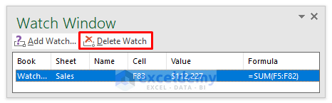 Delete Cells from Watch Window