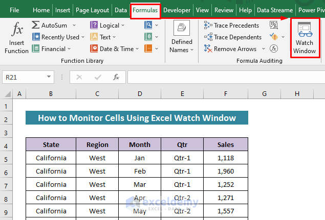 How to Open Excel Watch Window