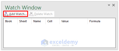 Add Cells in Excel Watch Window