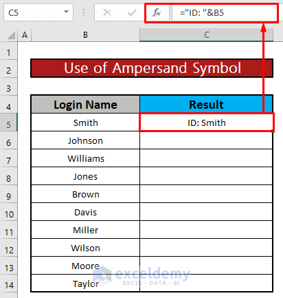 Use Ampersand Symbol to Add Text to Cell in Excel
