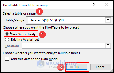 PivotTable from Table or Range