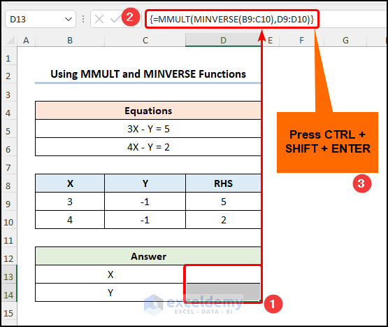 Utilizing MMULT and MINVERSE Functions