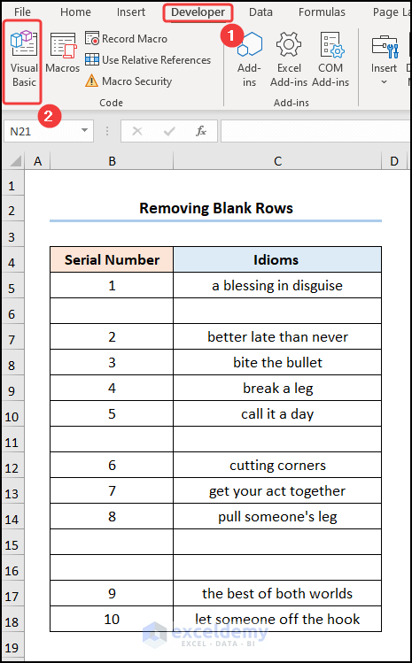 Removing Blank Rows