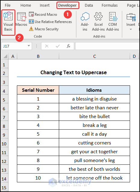 Changing Text to Uppercase