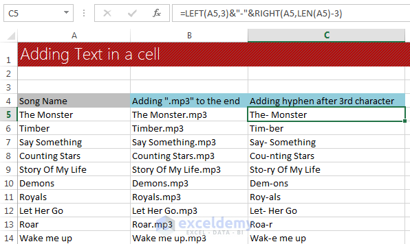 Data clean-up techniques in Excel: Adding text to cells
