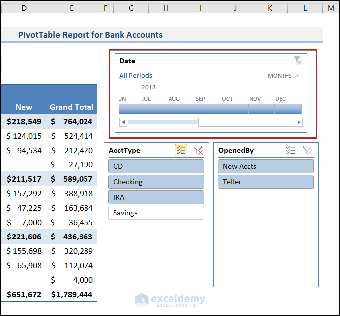 Inserting Timeline into the Pivot Table Report