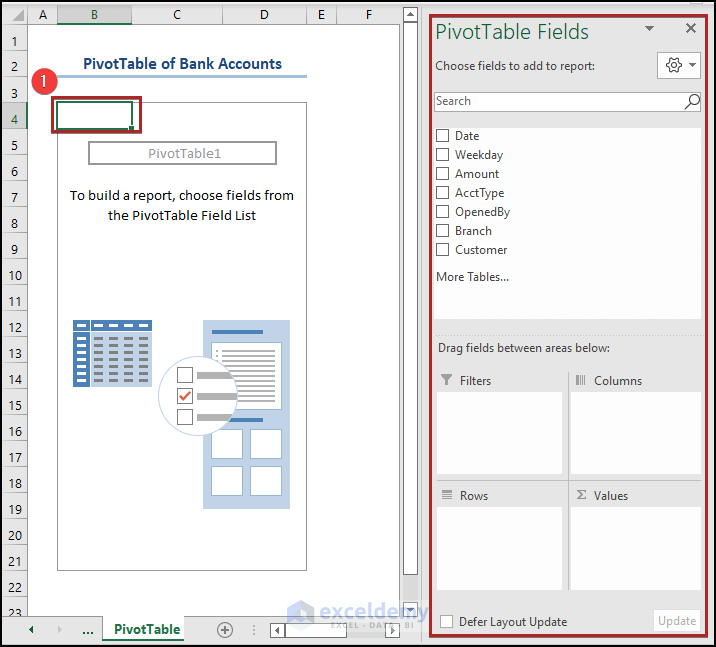 Create a Blank Pivot Table to Create Report