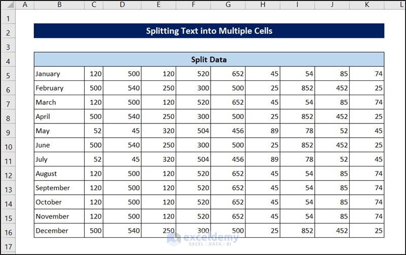 data split in data cleaning techniques in excel