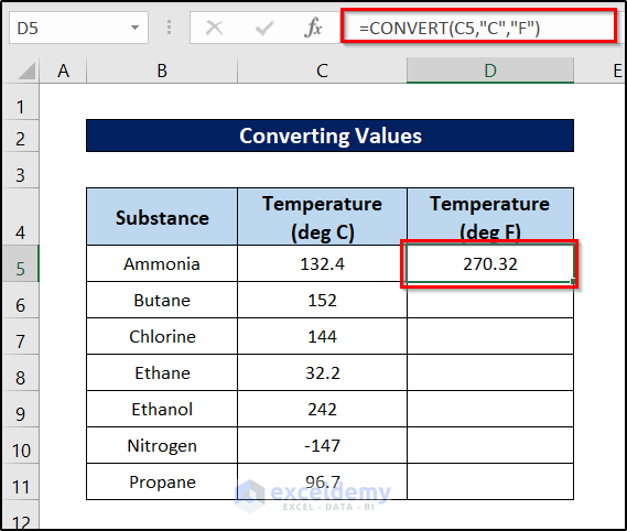 converting degree c to f in data cleaning techniques in excel