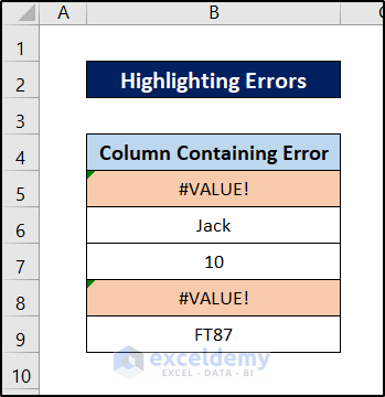 errors highlighted in data cleaning techniques in excel