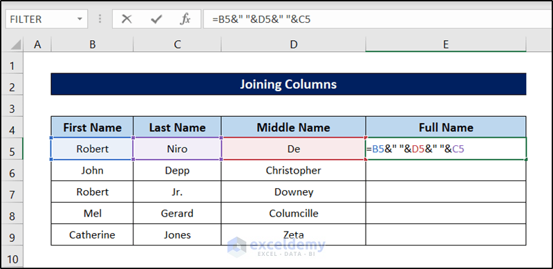 joining columns using ampersand