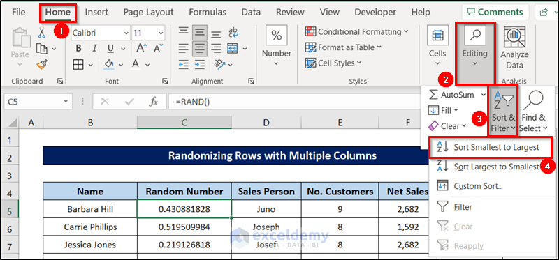 sorting after inserting random number