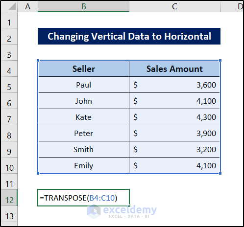 transpose function for changing vertical data to horizontal in data cleaning techniques in excel