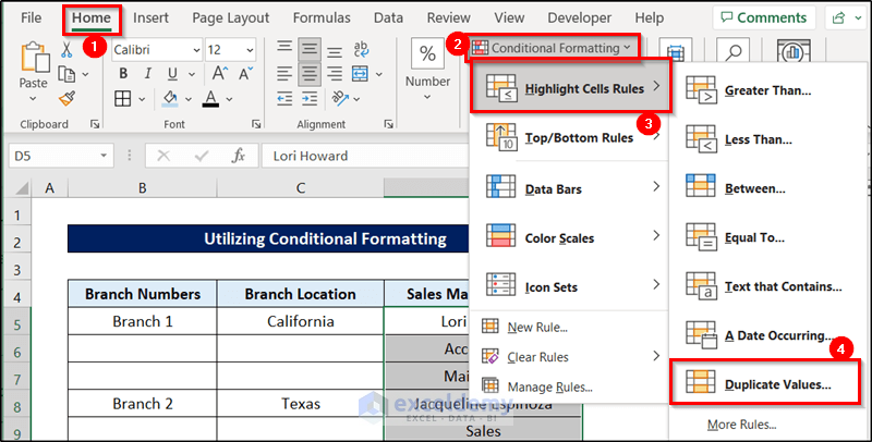 highlighting duplicate value option in data cleaning techniques in excel