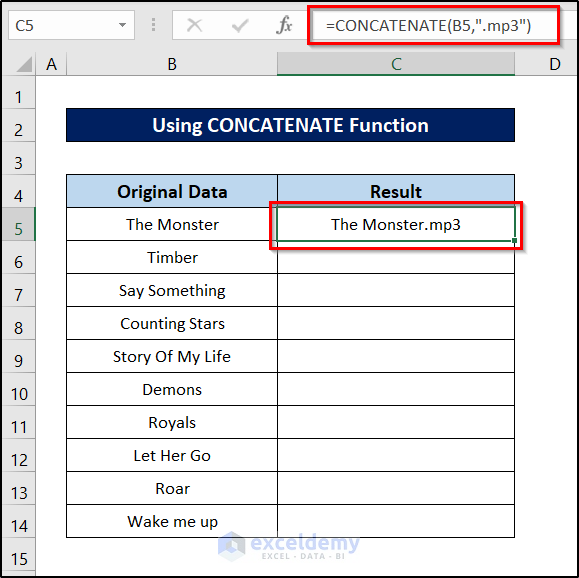 concatenate function to add text in data cleaning techniques in excel