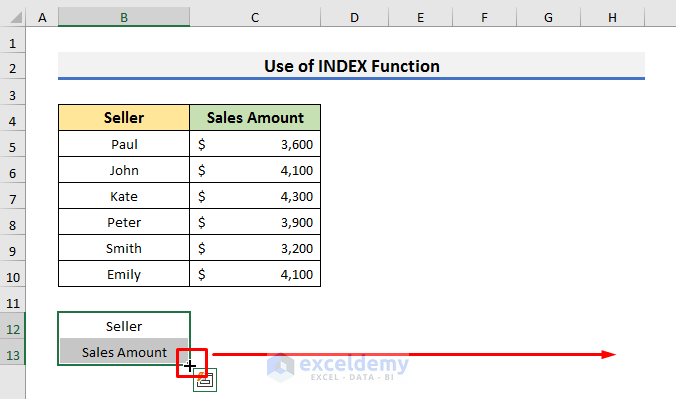 Swap Vertical Column to Horizontal Using INDEX Function in Excel